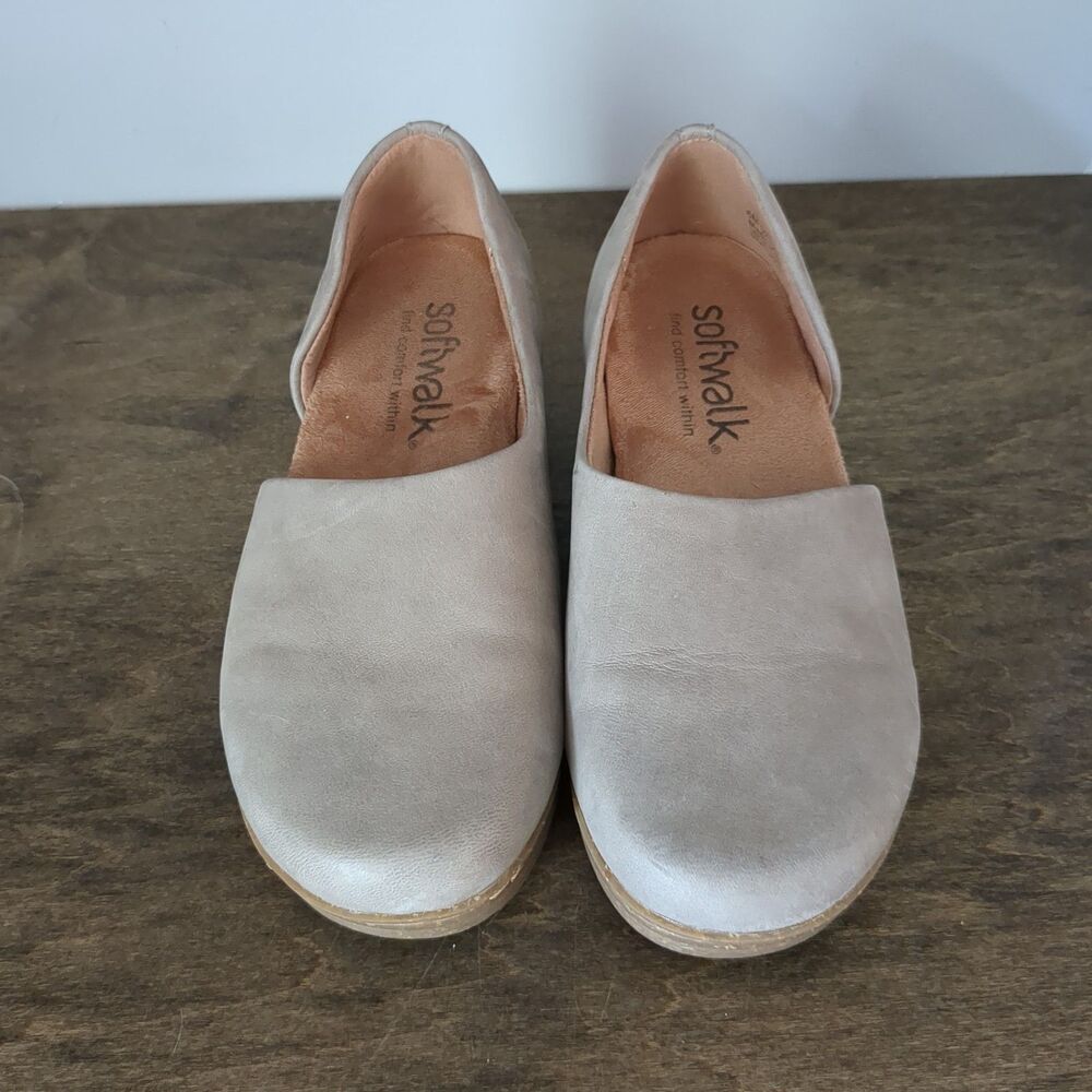 Softwalk Beige Suede Leather Slip-On Clogs Women's Size 6M